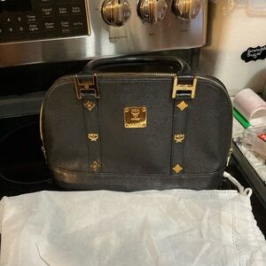 MCM Mini Boston Bag with Gold Hardware- EUC